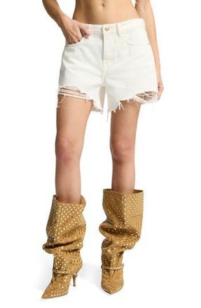 7 For All Mankind Monroe High Waist Long Cutoff Denim Shorts in Milkyway at Nordstrom Rack, Size 23