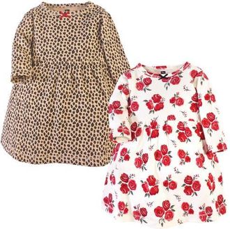 Hudson Baby Twin Pack Long-Sleeve Dress Bundle in Rose Leopard at Nordstrom, Size 18-24M