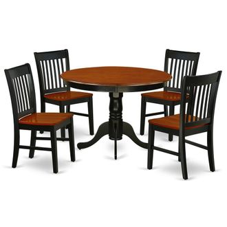 East West Furniture Dining Room Set Black & Cherry, HLNO5-BCH-W
