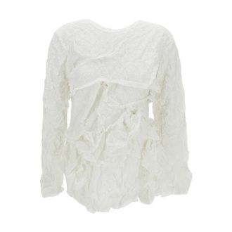 Comme Des Gar&ccedil;ons Blouses, female, White, Size: M Asymmetric Long-Sleeve Crewneck Top