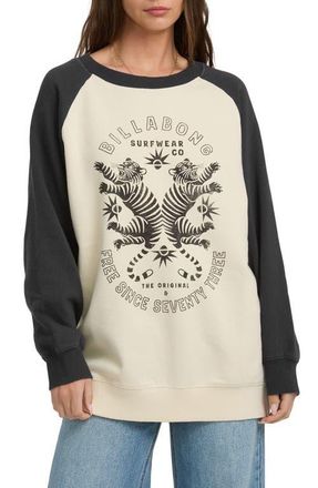 Billabong Emmers Raglan Sleeve Sweatshirt in Black Sands at Nordstrom, Size X-Large