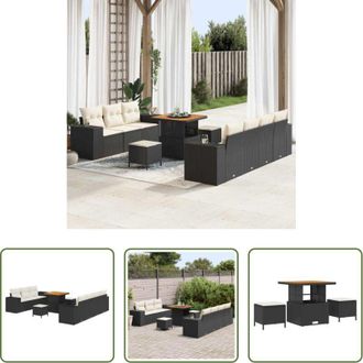 vidaXL Polyrattan - Set Divano da Giardino 10 pcs Nero polyrattan