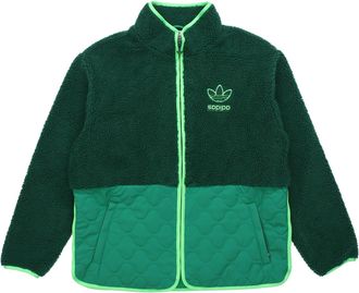 adidas originals Big Trfl Sherpa Outdoor Sport Casual Stitching Stand-collar Jacket Mens Green H09362