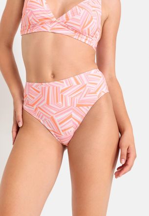 Lascana Highwaist-Bikini-Hose LSCN BY LASCANA Lisa, Damen, Gr. 36, N-Gr, rosa (rosa bedruckt), Recycling-Polyamid, bedruckt, Badehosen Highwaist-Bikini-Hose, 