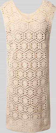 s.Oliver Black Label Relaxed Fit Knielanges Kleid aus H&auml;kelspitze in Sand, Gr&ouml;&szlig;e L