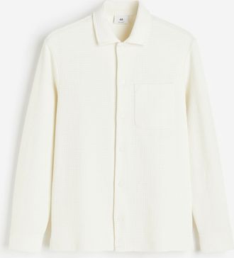 H&M Hemd mit Waffelstruktur in Regular Fit - White