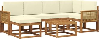 vidaXL Conjunto De Sof&aacute;s De Exterior 7 Uds. Natural Y Crema Vidaxl