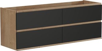 Vente-Unique Mueble flotante para lavabo - Color natural claro y negro - 150 cm - SABURI