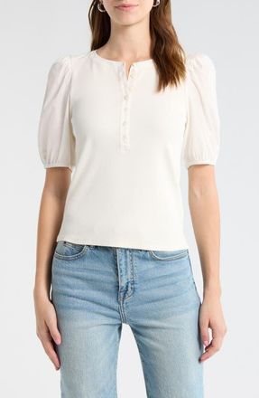Paige Brandy Puff Sleeve Shirt in White at Nordstrom, Size Xx-Small