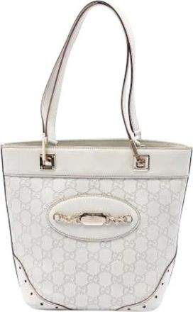 Gucci Pre-owned Punch Tote Bag - Dames - Vintage Schoudertas - Wit - ONE Size - Leer - Vintage