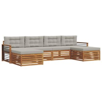 vidaXL Juegos De Sof&aacute;s Con Coj&iacute;n 6 Pcs Gris Natural Y Claro Vidaxl