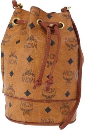 MCM Pre-owned Bucket Bags, female, Brown, Size: ONE SIZE Pre-owned Plastic Shoulder Bag