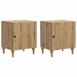vidaXL Armario De Noche 2 Pcs Roble Artesanal 43 X 34,5 X 50 Cm Vidaxl