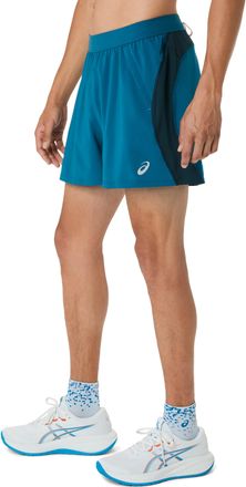 Asics Laufshorts ASICS ROAD 5IN SHORT, Herren, Gr. XXL, N-Gr, tranquil teal, schwarz teal, yamabuki, Obermaterial: 100% Polyester, Hosen Laufshorts