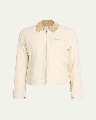 Auralee Mens Blouson Tweed Zip Jacket