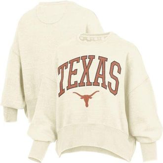 Pressbox Womens Pressbox Natural Texas Longhorns Oversized Waist-Length Crewneck Sweatshirt at Nordstrom, Size Xx-Large