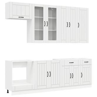 vidaXL Unidad De Cocina Lucca 8 Uds. Blanco Brillante Vidaxl