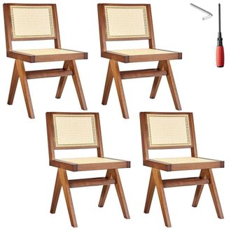 TecTake Accent Chair Lizzy Set Of 4 - Dark Oak in Dark Brown | Size: 4 Pack