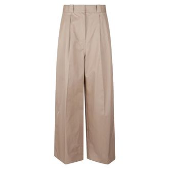 Balenciaga Cotton Gabardine Wide-Leg Trousers - female - Balenciaga - Wide Trousers - Beige - S - Trousers