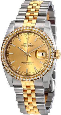 Rolex Oyster Perpetual Datejust 36 Champagne Dial Stainless Steel and 18K Yellow Gold Jubilee Bracelet Automatic Ladies Watch 116243CSJ