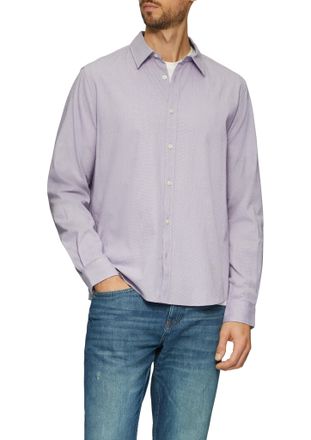 s.Oliver Langarmhemd S.OLIVER, Herren, Gr. M, N-Gr, lila (lavender), Obermaterial: 78% Baumwolle, 20% Elasthan, 2% Polyester, unifarben, regular fit taillenbed
