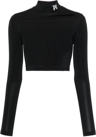 Palm Angels embroidered-logo cropped top - women - Polyamide/Polyester/Cotton/Elastane - S - Black