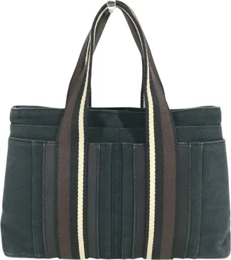 Herm&egrave;s Navy Canvas Tote Bag (Pre-Owned)