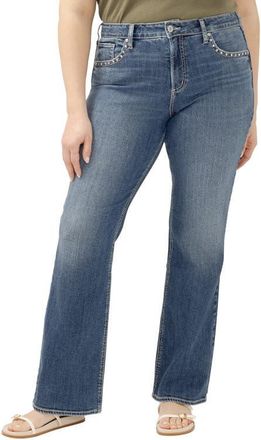 Silver Jeans Co Avery Curvy Studded High Waist Bootcut Jeans in Crossroads at Nordstrom, Size 16W X 31