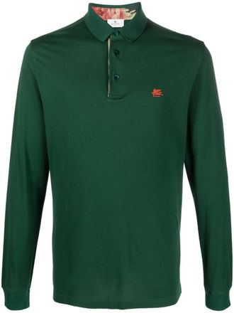 Etro Pegaso-motif cotton polo shirt - Green