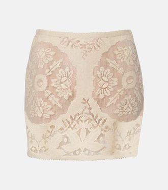 Valentino Floral cotton-blend miniskirt