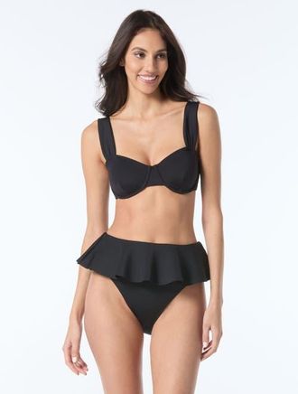 Vince Camuto Scuba Knit Underwire Bra Swim Top in Black at Nordstrom, Size X-Small