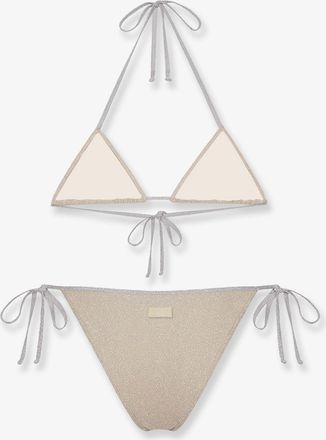 MC2 Saint Barth Womens Bikini Viana Lurex Beige Viscose Swimwear Sea Clothing