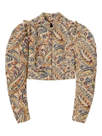 Twin-Set paisley puff-sleeve jacket - Neutrals