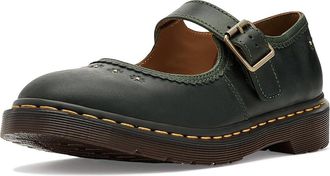 Dr. Martens Mary Jane Flower Womens Flat Shoes DMS Green : UK 3 (US Womens 5) M, Leather