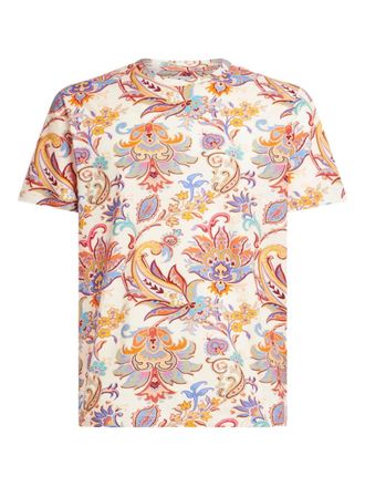 Etro paisley-print T-Shirt - men - Cotton/Linen/Flax - XXXL - Neutrals