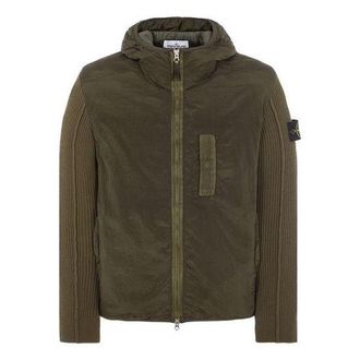 Stone Island Logo Patch Zip-Up Hooded Jacket Olive Green 791544134-V0058
