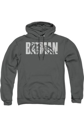 Gildan Batman Text On Gray Adult Pull Over Hoodie / Hooded Sweatshirt