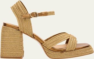 Castaner Valle Metallic Raffia Platform Sandals
