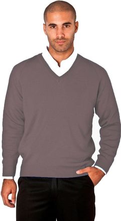 Calvin Klein Mens Workwear Corporate Wear V-Neck Knitted Wool-Mix Jumper Pullover Raglan Sleeves (Medium, Grey)
