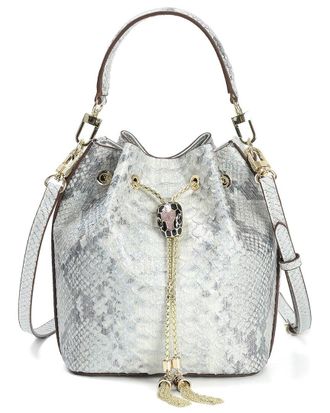 Tiffany & Fred Snake-Embossed Leather Bucket Bag