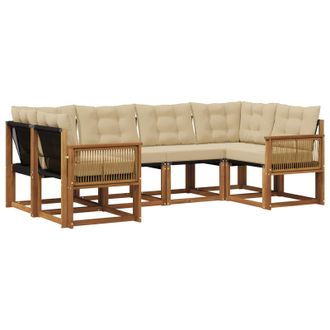 vidaXL Conjunto De Sof&aacute;s De Exterior 6 Pcs Natural Y Beige Vidaxl