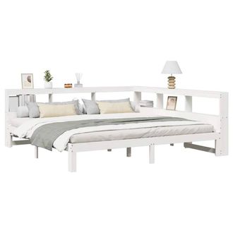 Berkfield Home Decorative Bookcase Bed Frame White 180x200 cm Super King Solid W