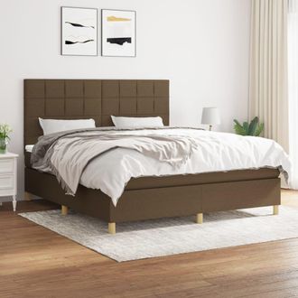 vidaXL Cama Box Spring Con Colch&oacute;n Tela Marr&oacute;n Oscuro 160x200 Cm Vidaxl