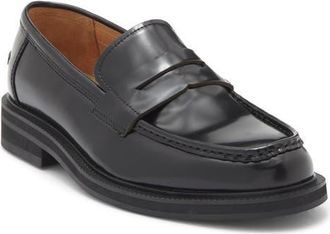 Open Edit Bond Penny Loafer in Black Box Leather at Nordstrom, Size 11.5