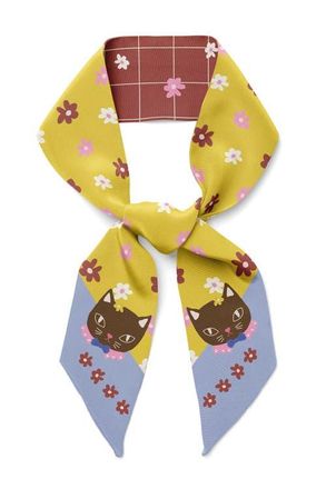 Centinelle Chat Au Chocolat Twilly Ribbon Scarf in Multicolor at Nordstrom