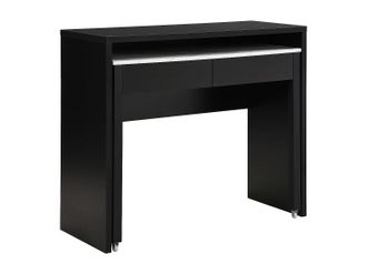 Vente-Unique Scrivania Consolle Allungabile Con 2 Cassetti Nero Ed Effetto Marmo Bianco - Loavia