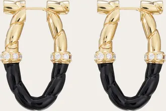 Ferragamo Women Large lacquered hoop earrings Black