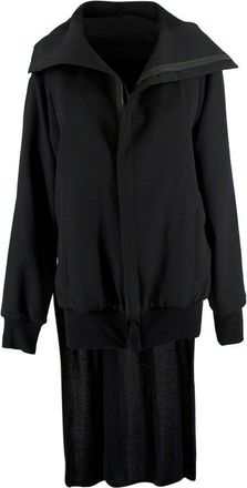 Yohji Yamamoto Black Hooded Jacket with Cape Detail Size XS