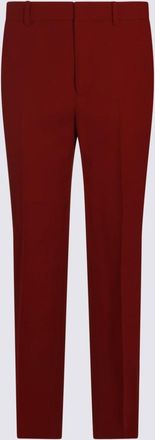 Gucci Red Silk And Wool Pants