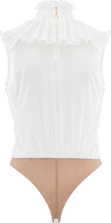Elisabetta Franchi Georgette Lace Bodysuit - White